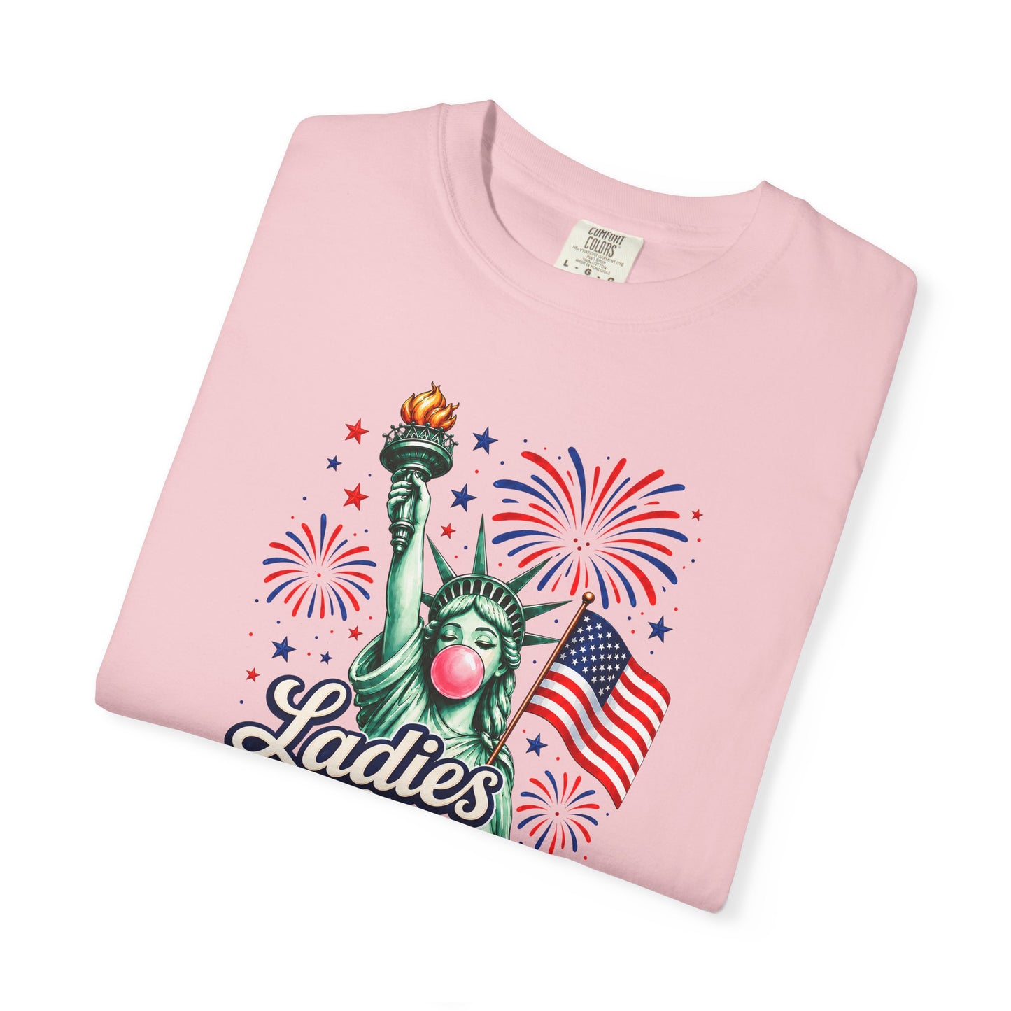 Ladies Love Liberty Statue of Liberty T-Shirt | American Flag Fireworks