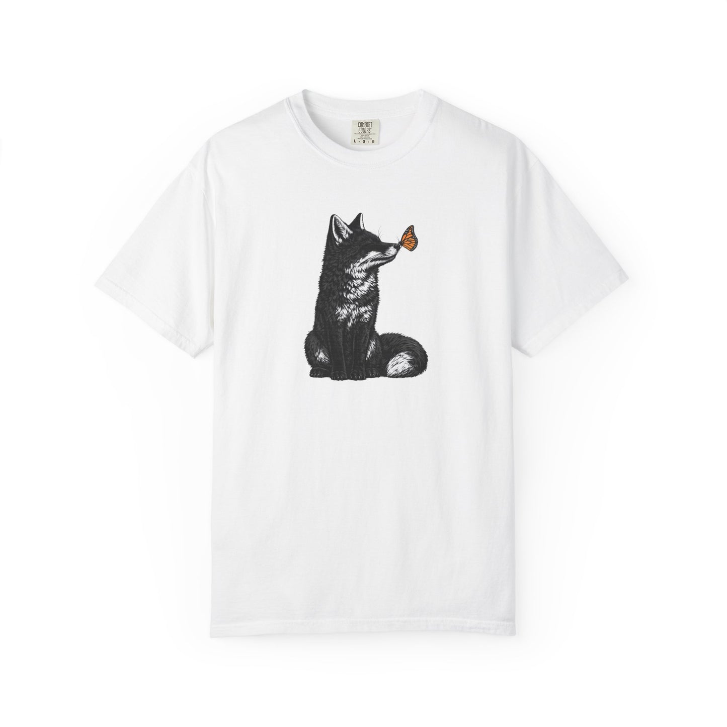 Butterfly Kissing Fox T-Shirt | Fox and Butterfly Illustration Tee