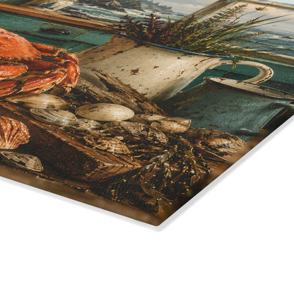 Coastal Crab Kitchen Glass Cutting Board – Nautical Seafood Coastal Décor