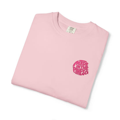 Made in the Pines Co. Embroidered Comfort Colors 1717 T-Shirt | Hot Pink Retro Logo Tee | Garment-Dyed Unisex Shirt