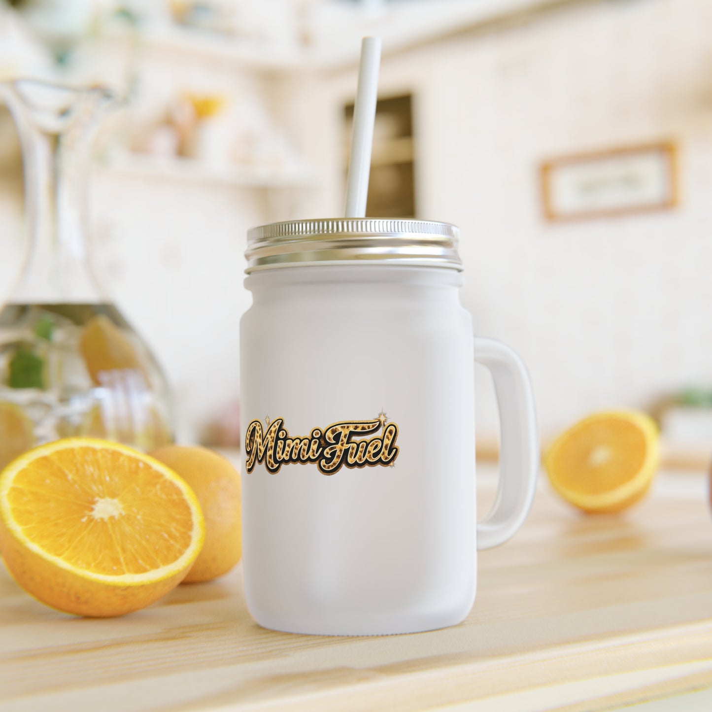 Mason Jar Tumbler – Mimi Fuel Logo Glass Jar with Lid & Straw