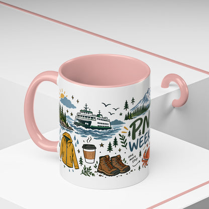 PNW Weekend Accent Coffee Mug — Pacific Northwest Adventure Travel Design (11/15 oz)