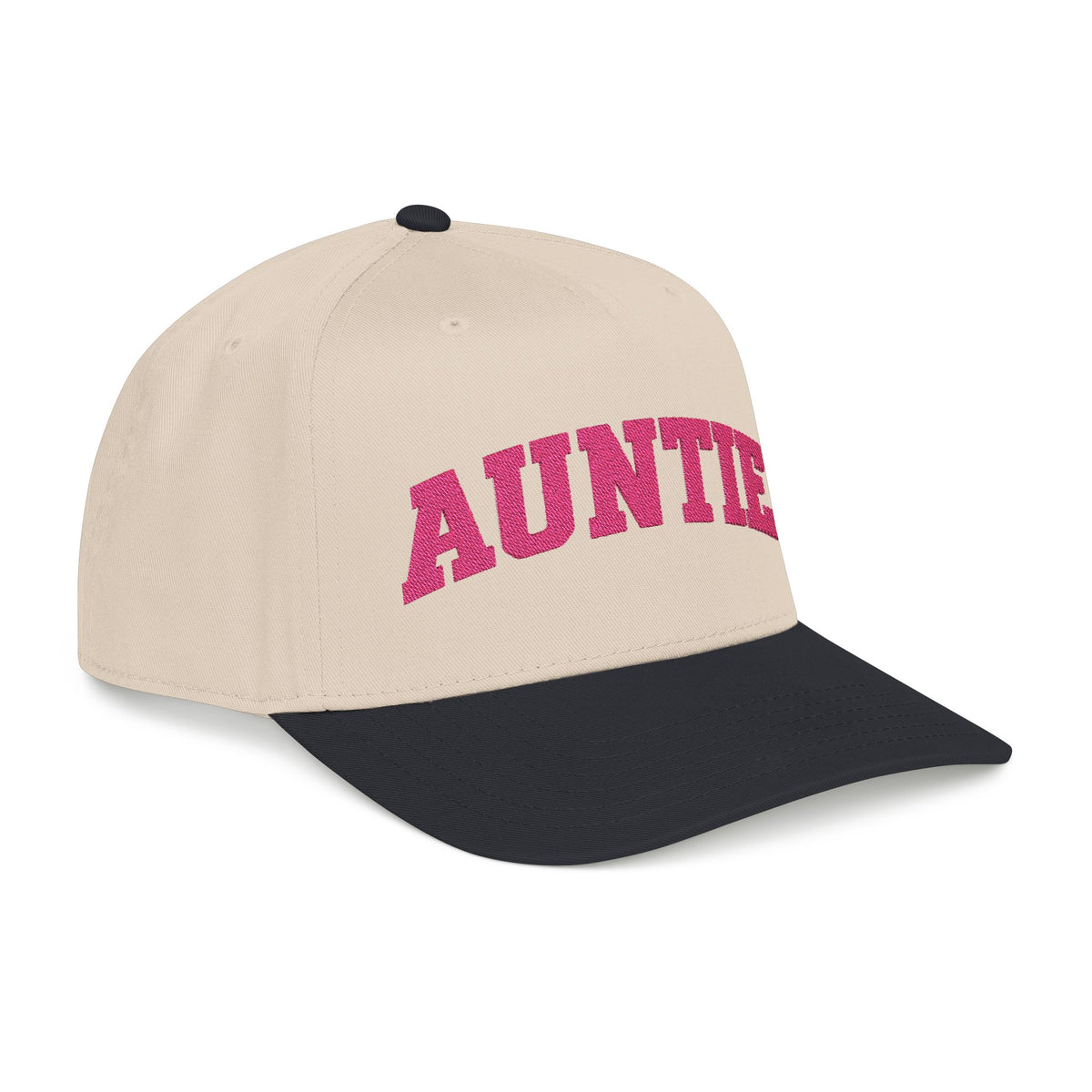 Auntie Baseball Cap — Pink Text Mid-Profile Hat
