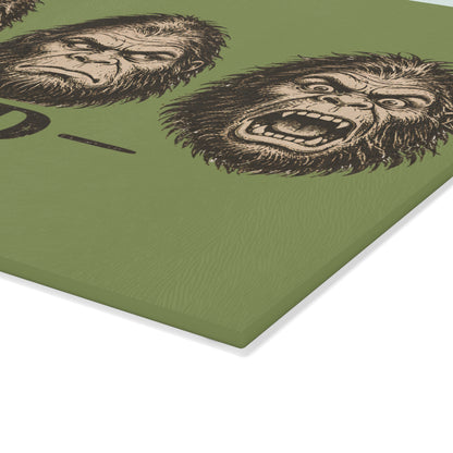 Glass Cutting Board — 'Mood' Bigfoot Sasquatch Faces Decorative Kitchen Board
