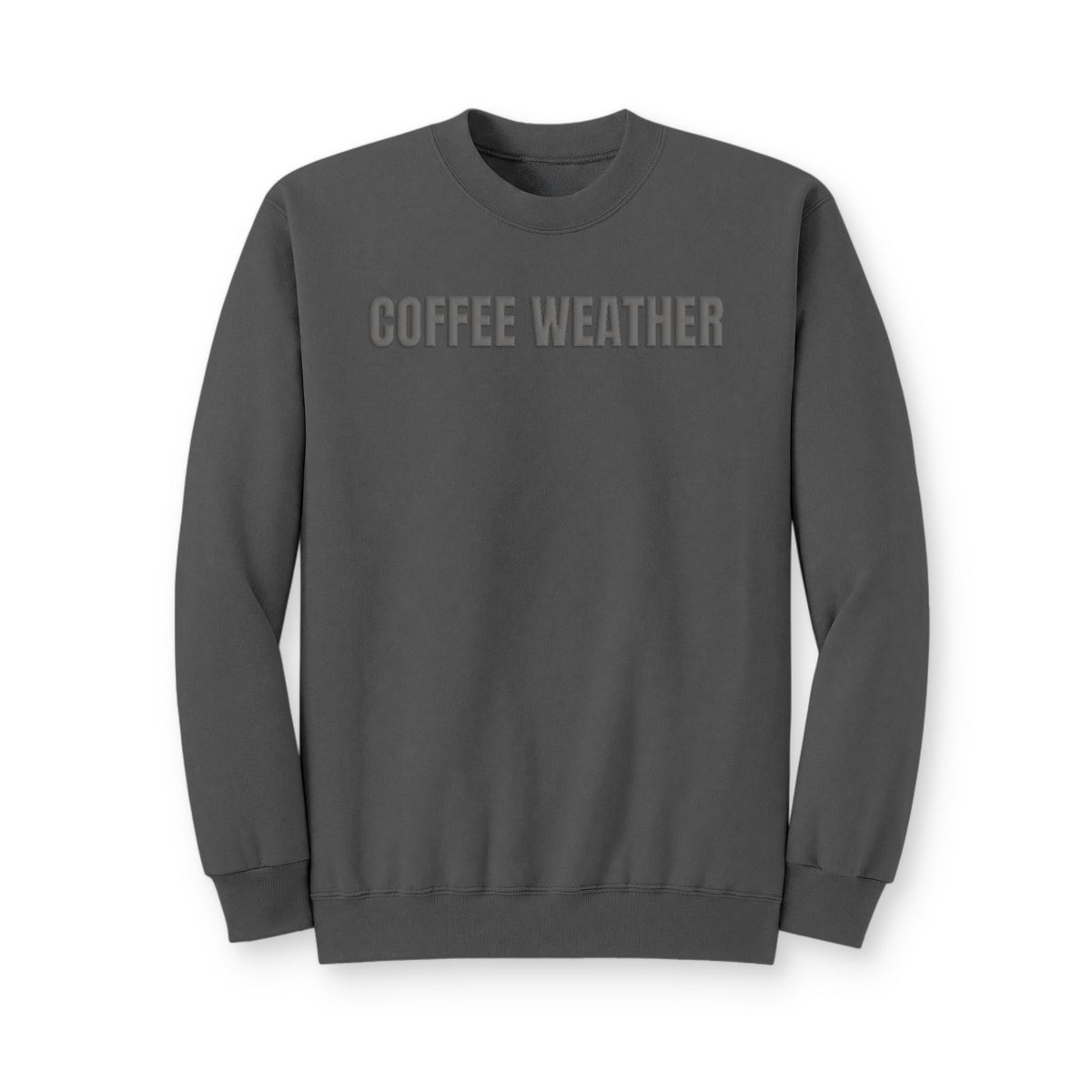 Coffee Weather Puff Print Crewneck Sweatshirt, Cozy Coffee Lover Pullover, Fall Fleece Sweatshirt
