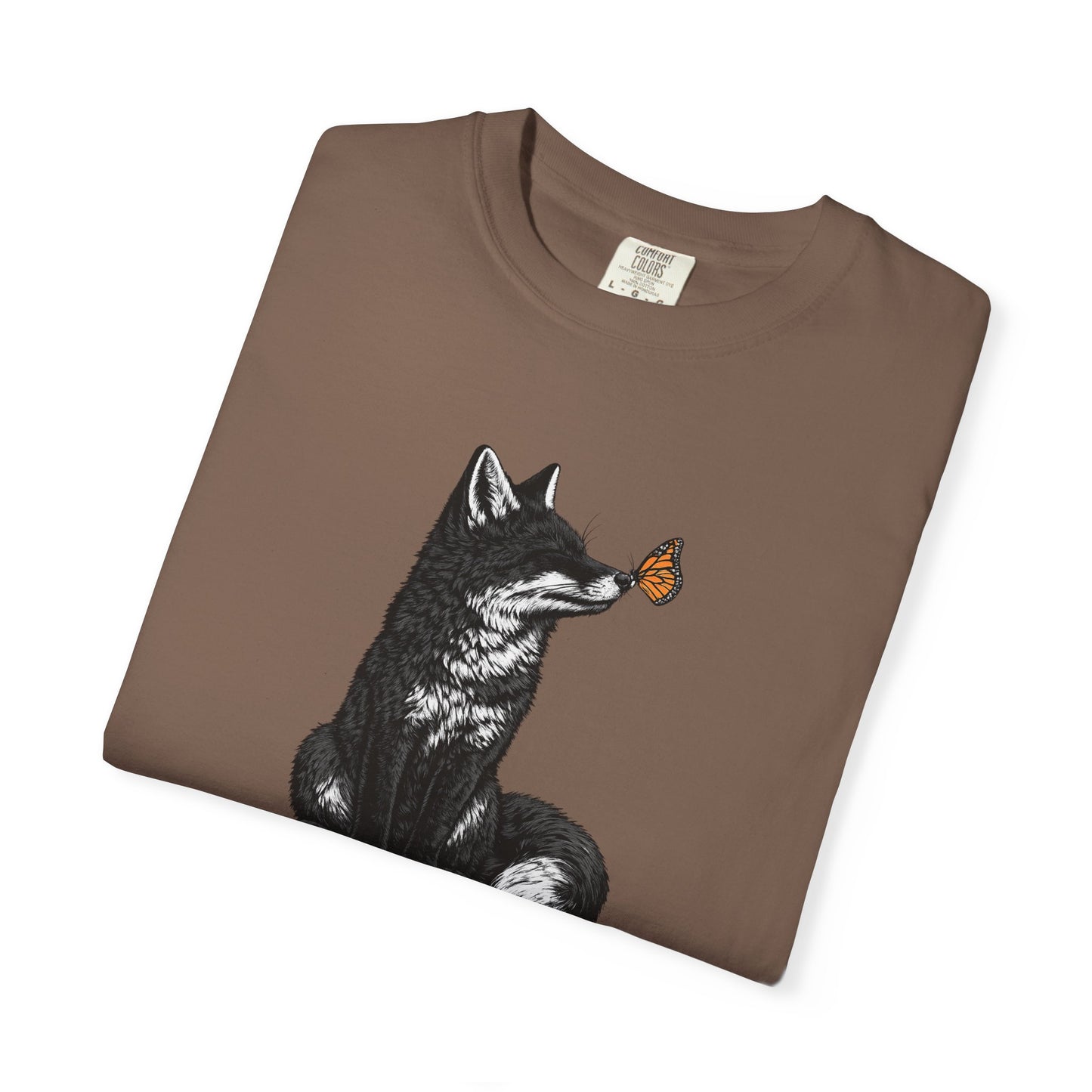 Butterfly Kissing Fox T-Shirt | Fox and Butterfly Illustration Tee