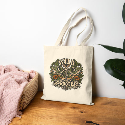 Tote Bag — Wild & Rooted Moth Illustration Canvas Tote