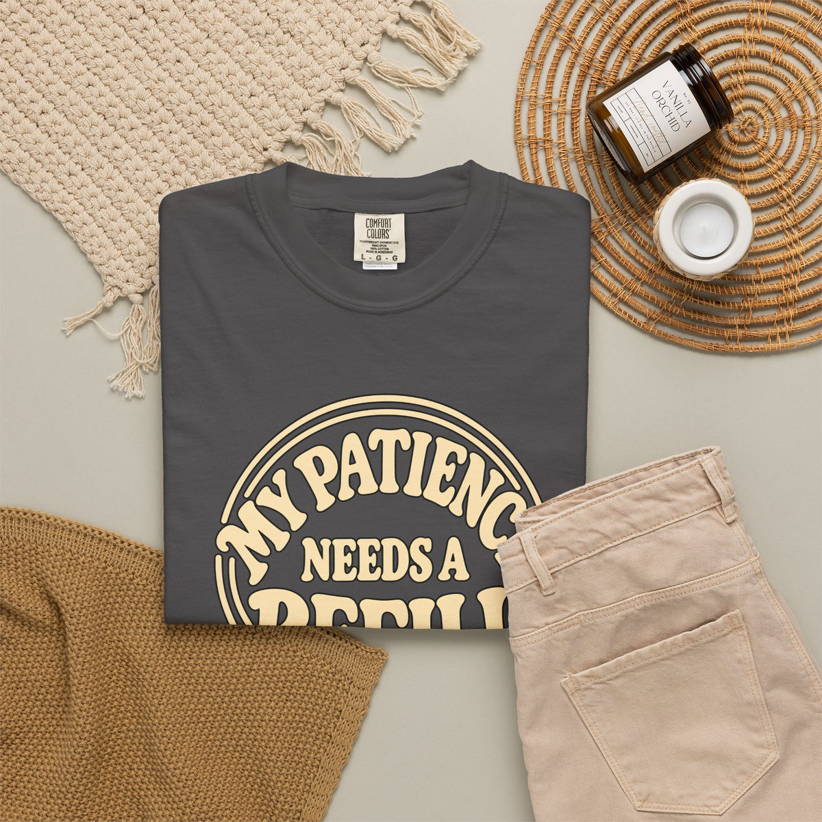 T-Shirt — “My Patience Needs a Refill” Retro Graphic Tee
