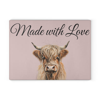 Highland Cow Personalized Glass Cutting Board | Kitchen Decor