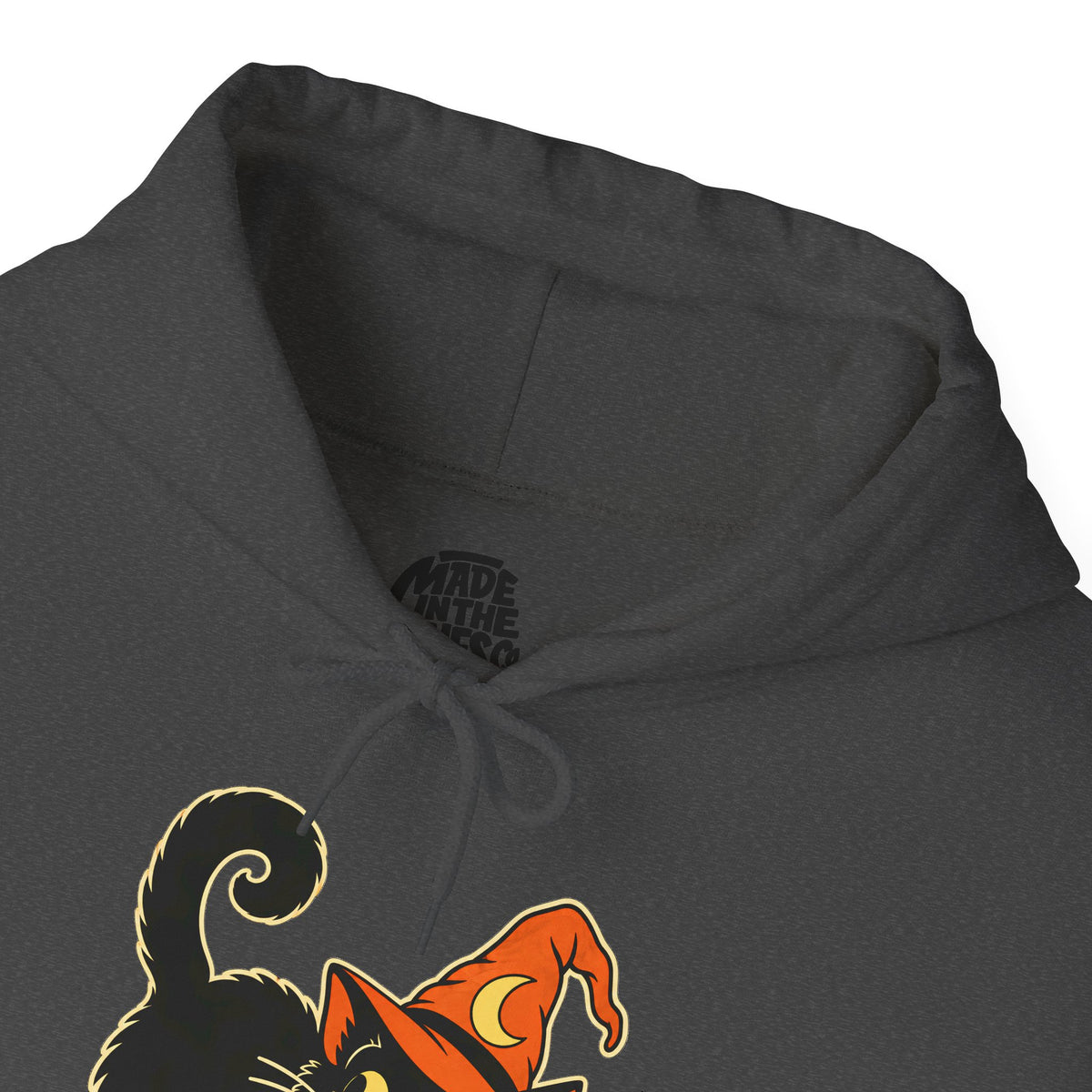 Halloween Black Cat Hoodie – Vintage Witch Hat Cat Pullover