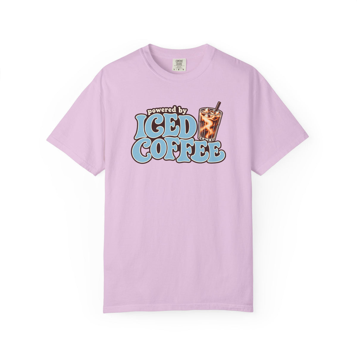 Iced Coffee Graphic T-Shirt — "Powered by Iced Coffee" Retro Coffee Tee