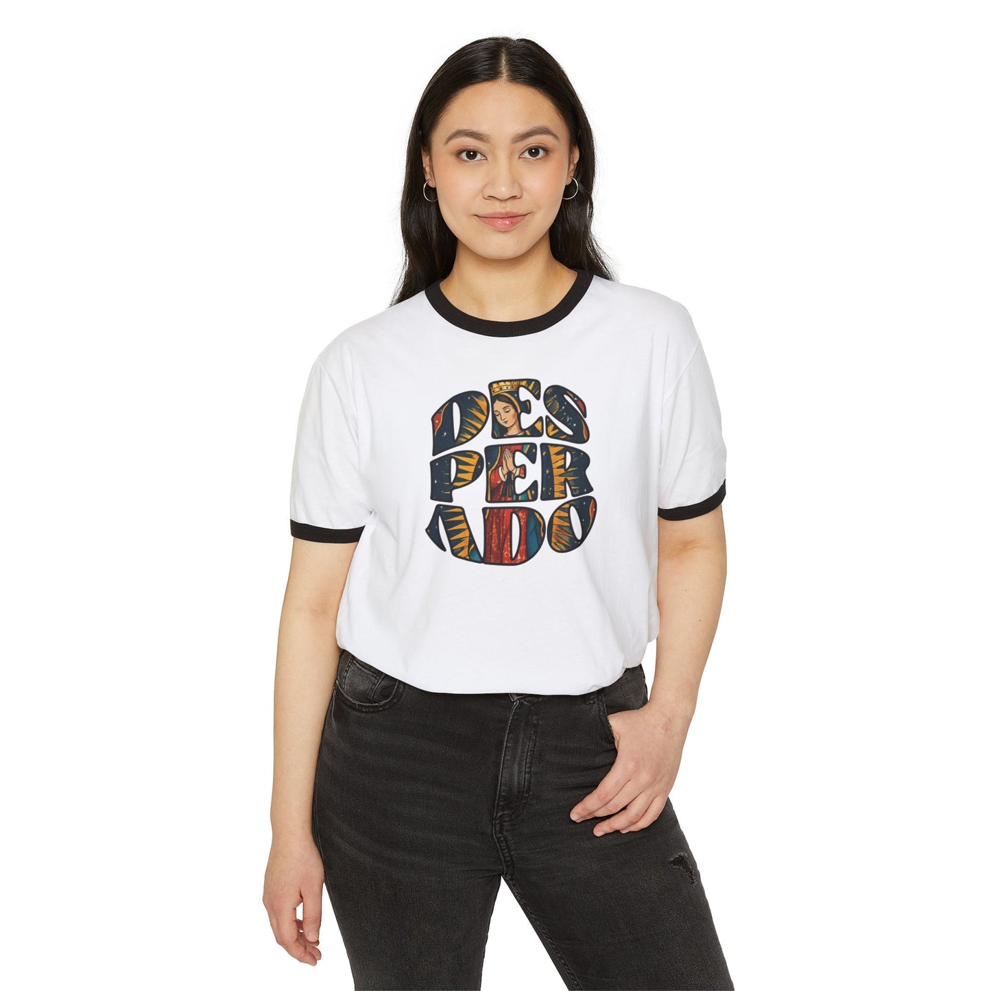 Desperado Ringer T-shirt, Western Cowgirl Graphic Sweatshirt, Faith Inspired Crop Top, Boho Rodeo Pullover, Cute Gift for Women Soft Fleece