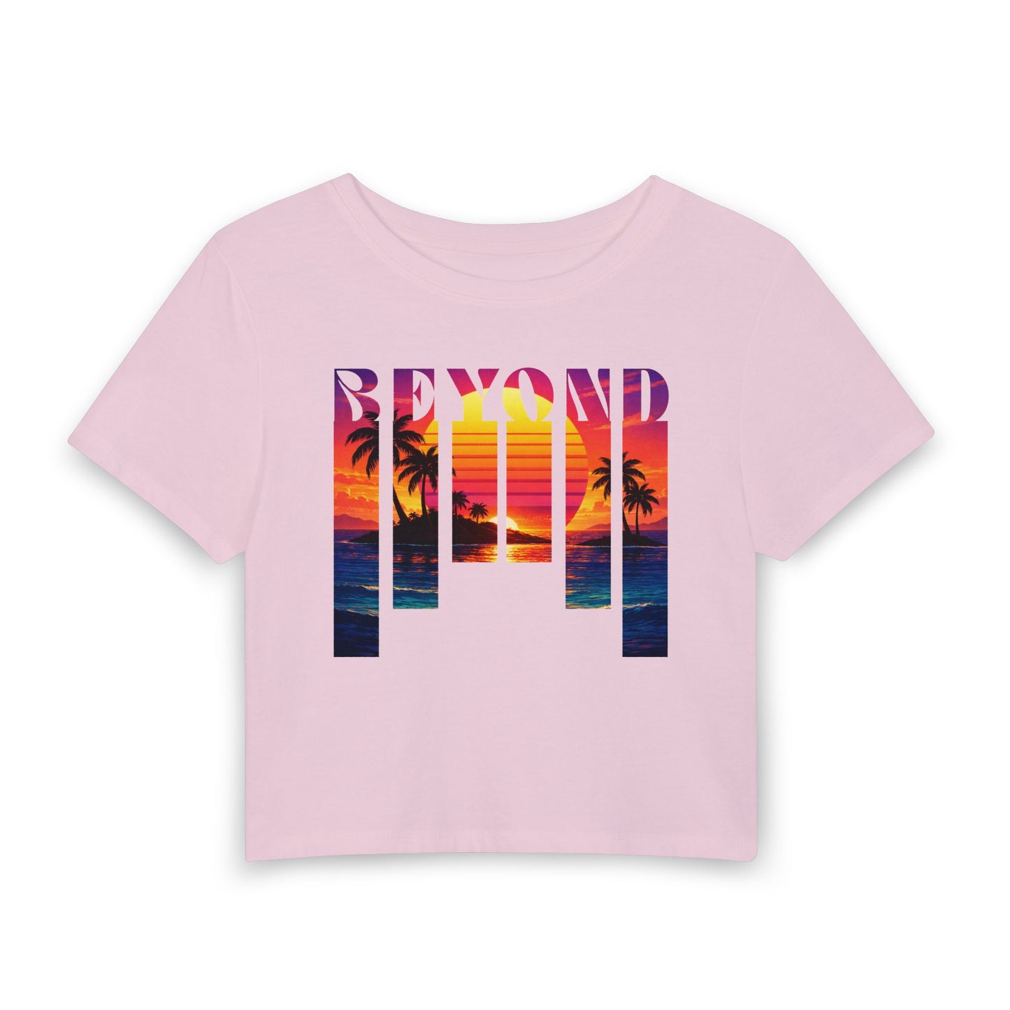 Beyond Summer Tee, Tropical Sunset Palm Graphic Shirt