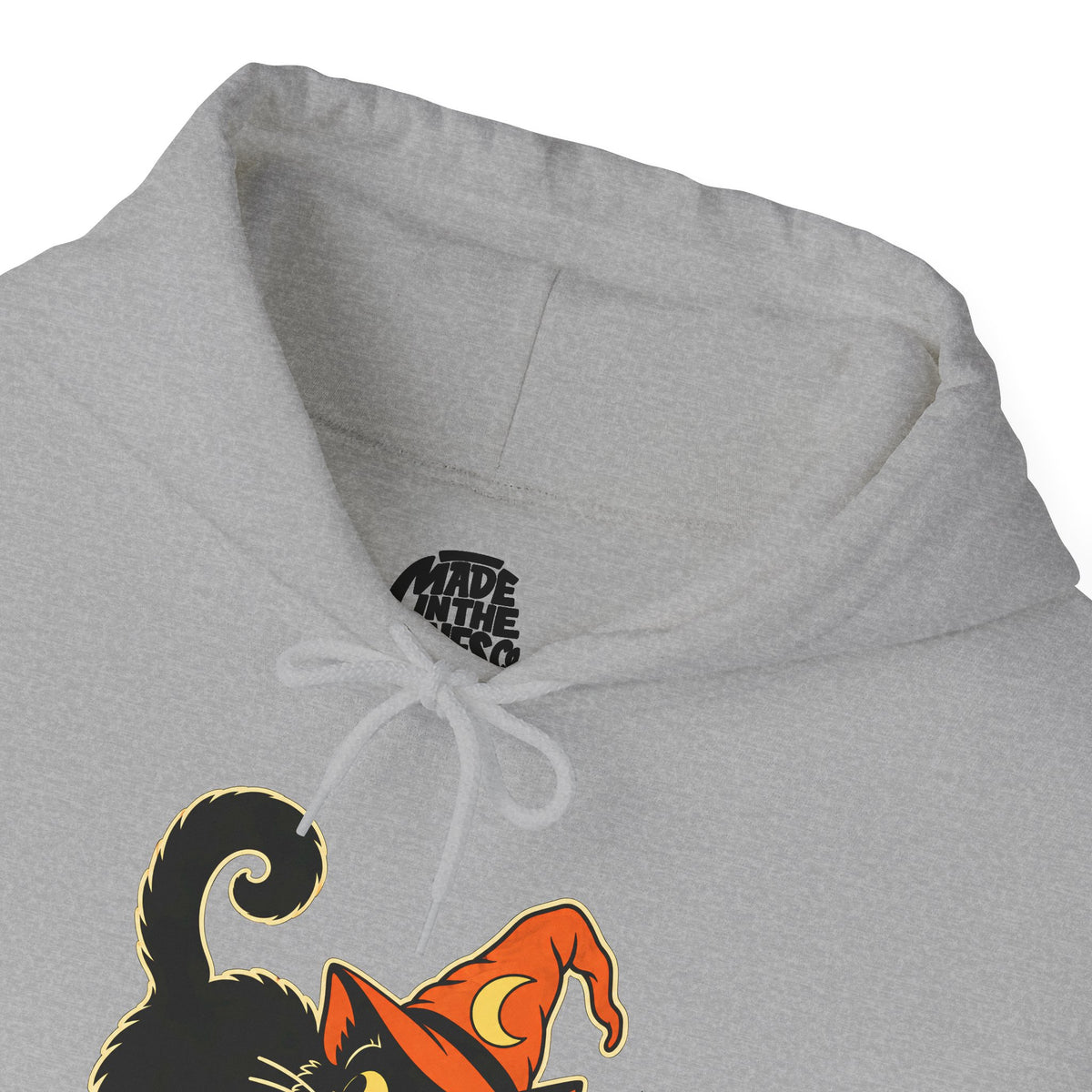 Halloween Black Cat Hoodie – Vintage Witch Hat Cat Pullover
