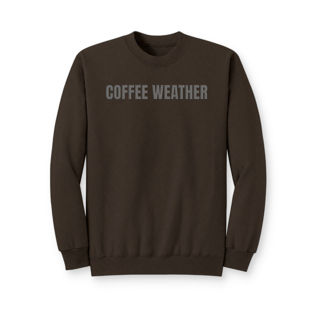 Coffee Weather Puff Print Crewneck Sweatshirt, Cozy Coffee Lover Pullover, Fall Fleece Sweatshirt