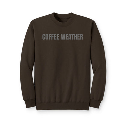 Coffee Weather Puff Print Crewneck Sweatshirt, Cozy Coffee Lover Pullover, Fall Fleece Sweatshirt